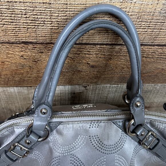 Coach Madison Dotted Op Art Sophia Satchel Bag Purse Signature C Silver 15935 - Picture 6 of 15